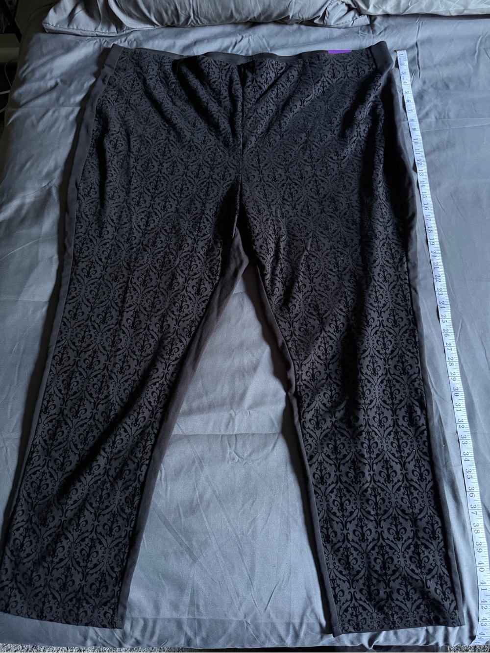 Lane Bryant Black Patterned skinny pull on pants